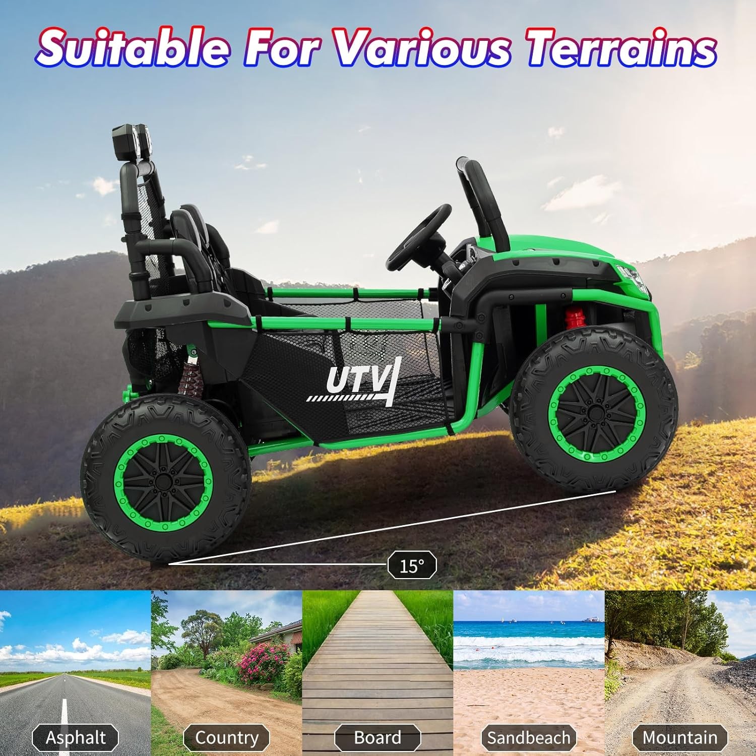 24V Power Wheel for Big Kids 3-8,2 Seater Electric Car,Ride on Car Toy for Grass