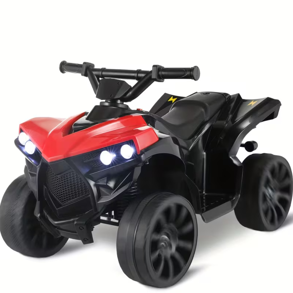 Kids Electric Quad ATV with Lights & Pedal, 1.86 MPH, 55lb Capacity Ride-On