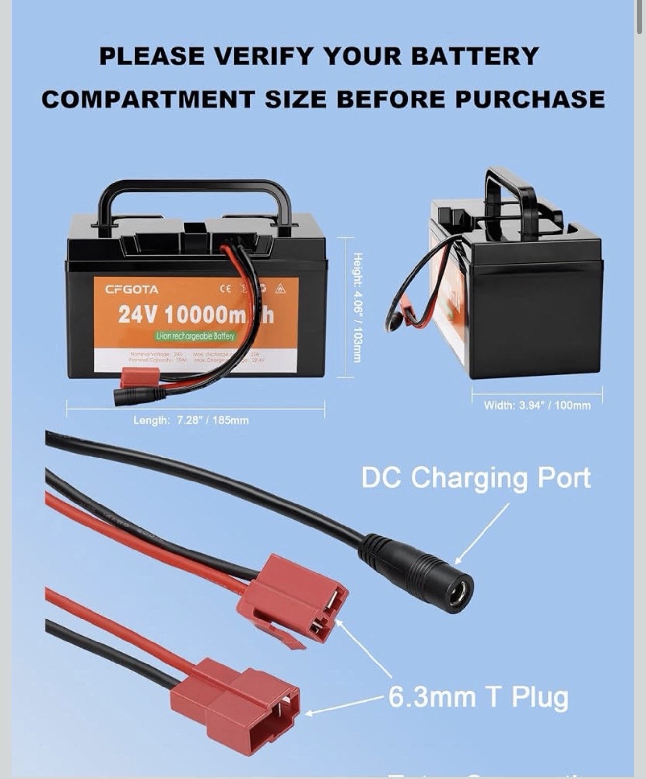 24V 10Ah Lithium Battery w Charger for Ride-On Cars & Toys for Huffy Torex UTVs
