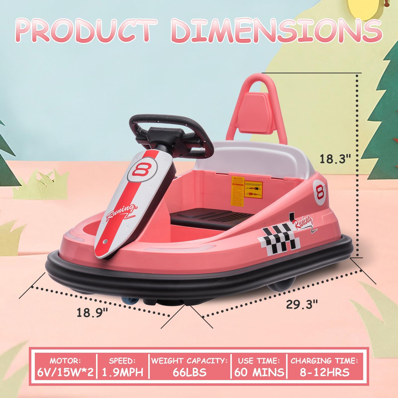 6V Ride On Bumper Car Electric Toy For Kids 360 Degree Spin and Music Bluetooth