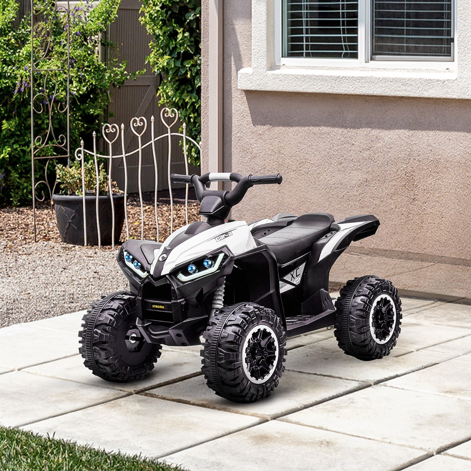 12V Kids ATV Quad Car with Forward & Backward Function, White