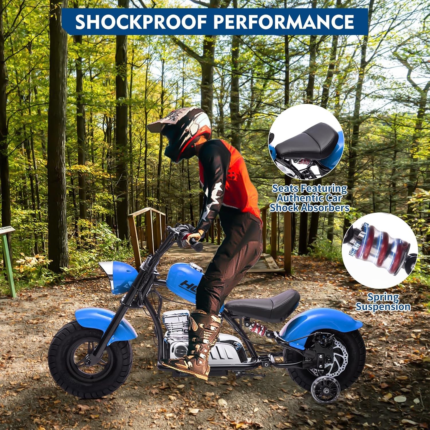 High-Speed Kids Electric Dirt Bike 16mph 350W Motor Leather Seat Training Wheels