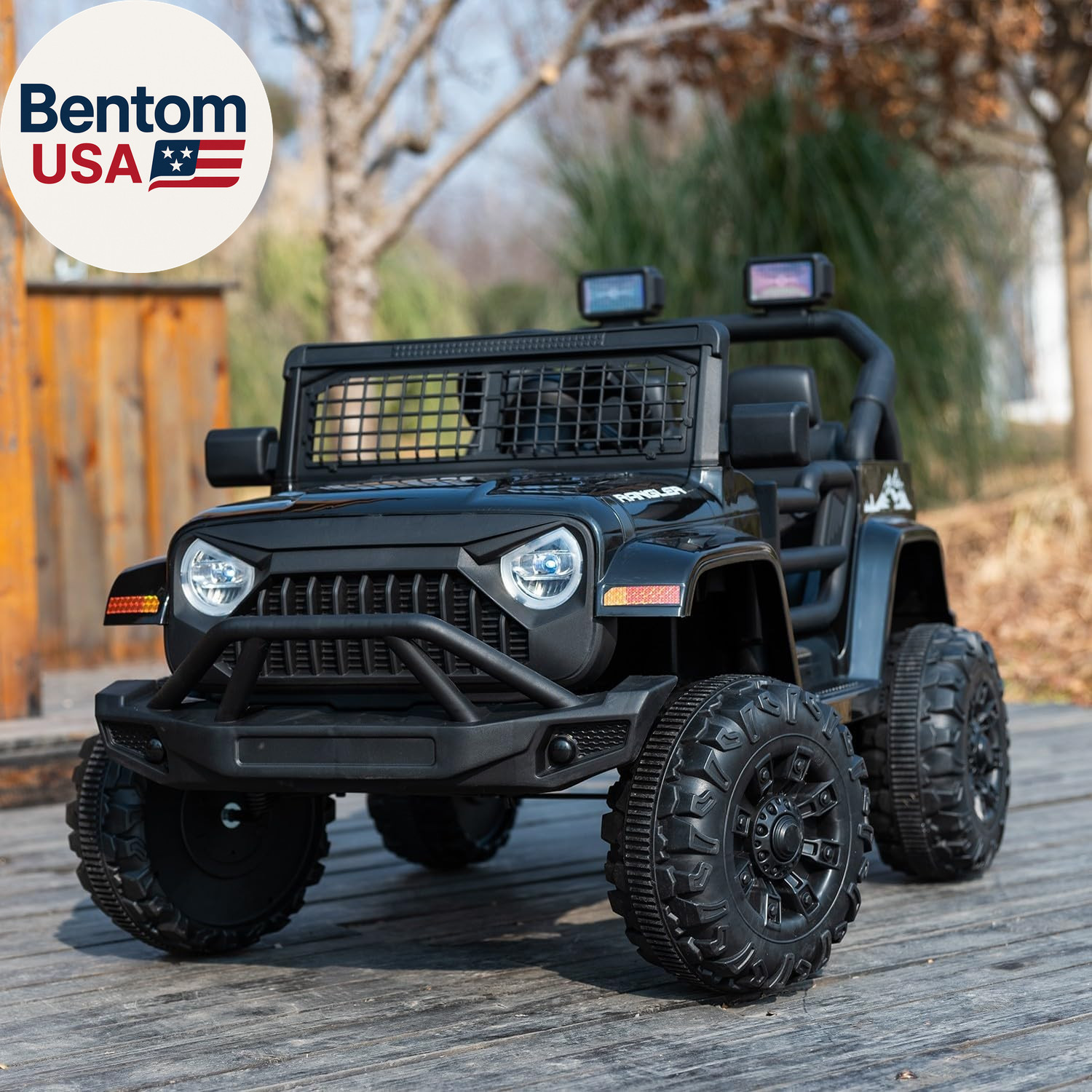 12V 7AH Kids Ride-On Truck Jeep, Electric Car with Parent Remote Control, Spring