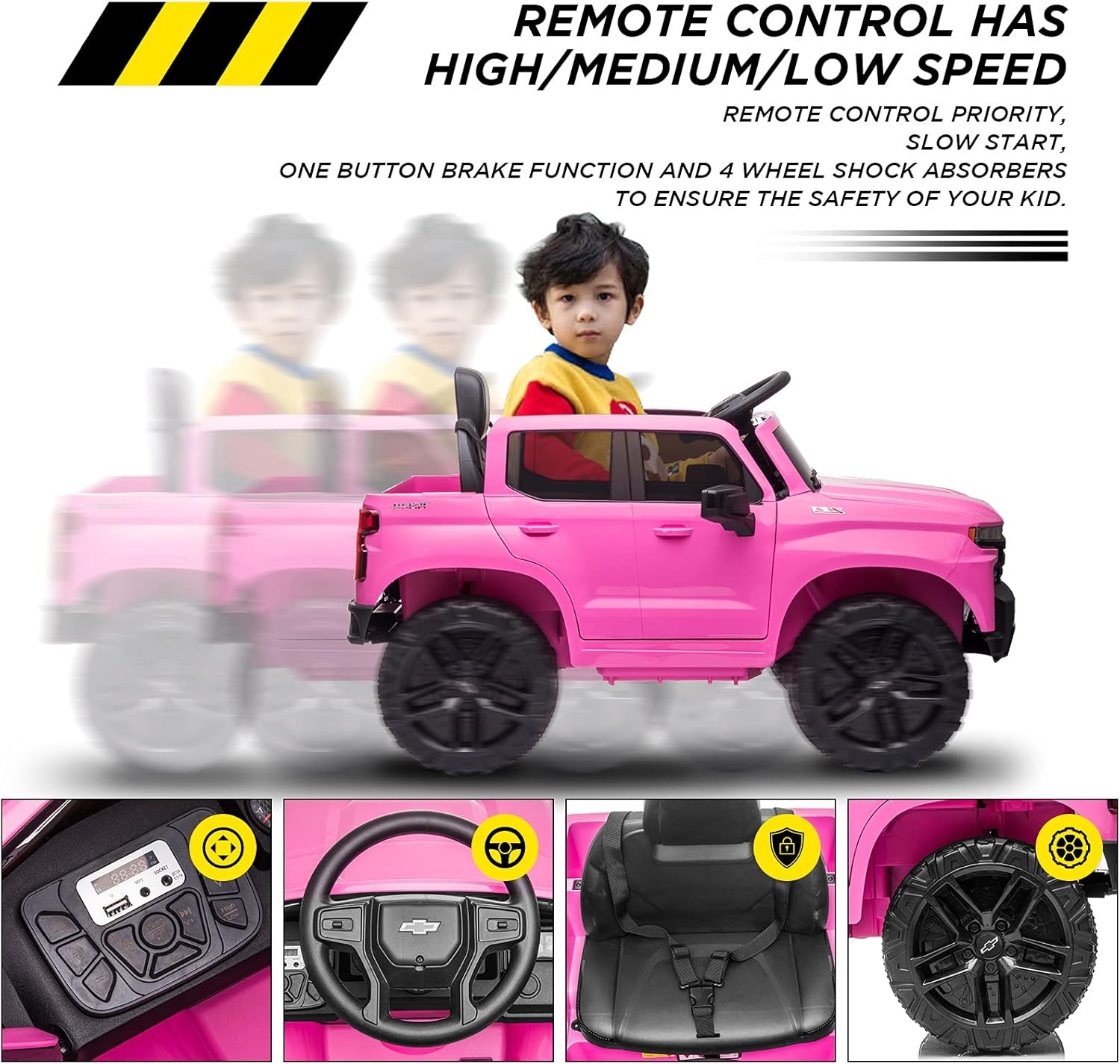 12V Kids Ride-On Truck with Remote Control Electric Car for Toddlers Toys 2-5Y