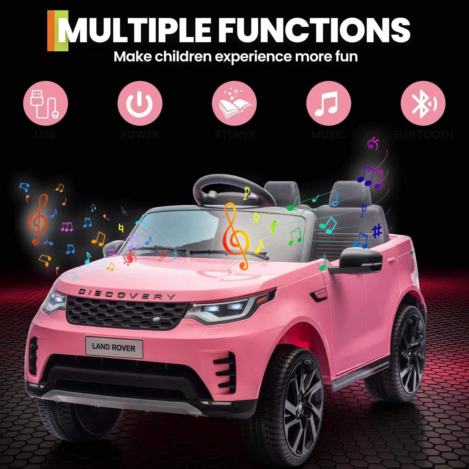 Garvee 12V Land Rover Style Ride On Car W/Remote 3 Speed Dual Motor Pink For Kid