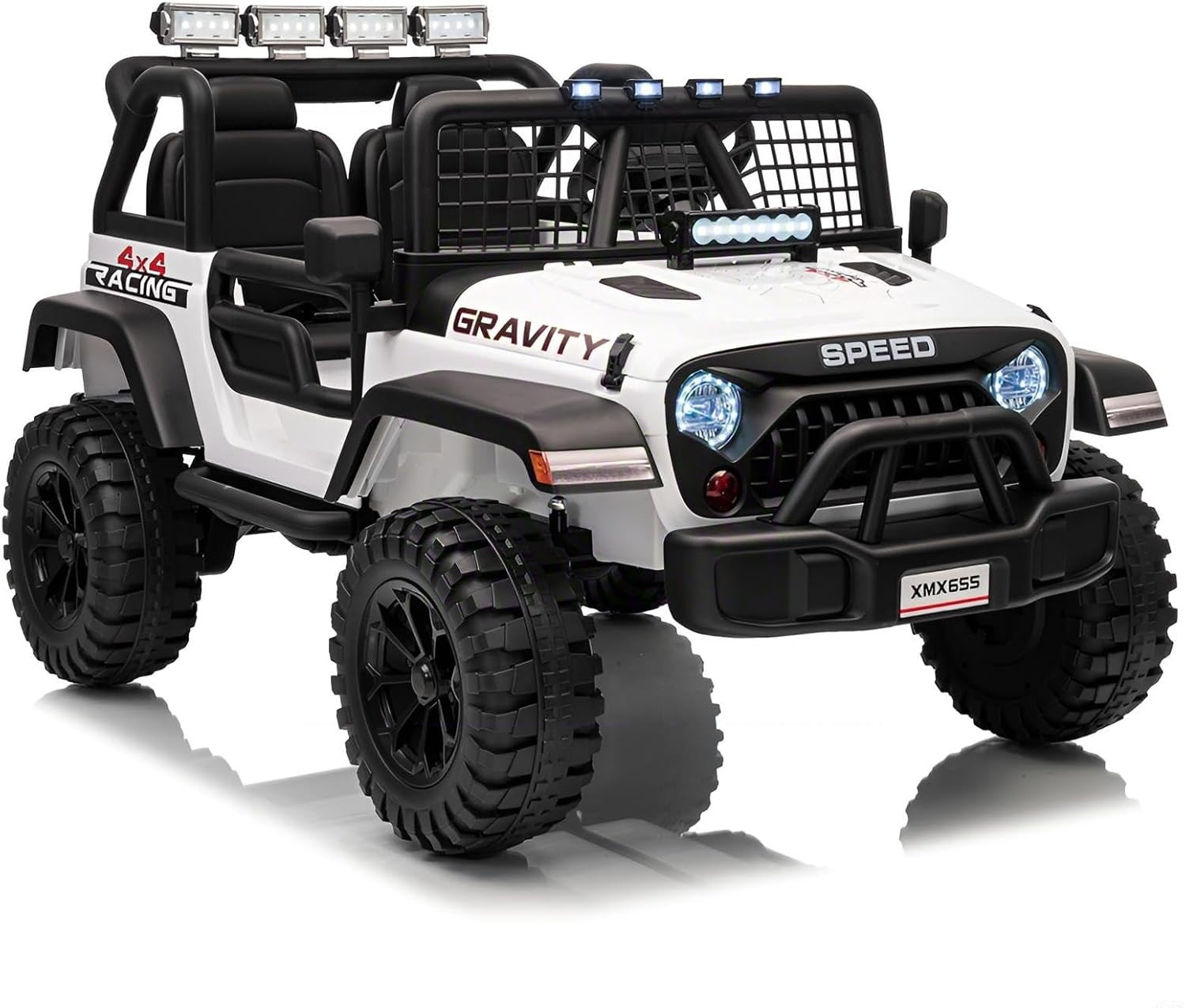 24V 2 Seater Kids Electric Truck with Parent Remote Control, 4WD Ride on Car for