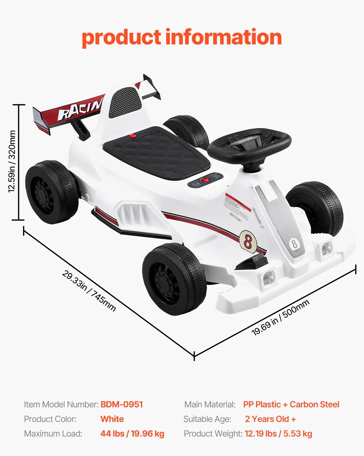 Electric Go Kart, 6V 4.5Ah Battery, Pedal Go Kart Portable Outdoor Race Toy for