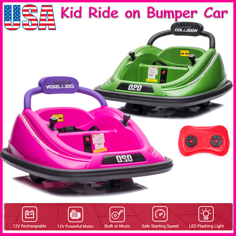 12V Kid Ride on Bumper Car 360° Spinning Electric Vehicle Toy w/Remote+MP3 Gifts