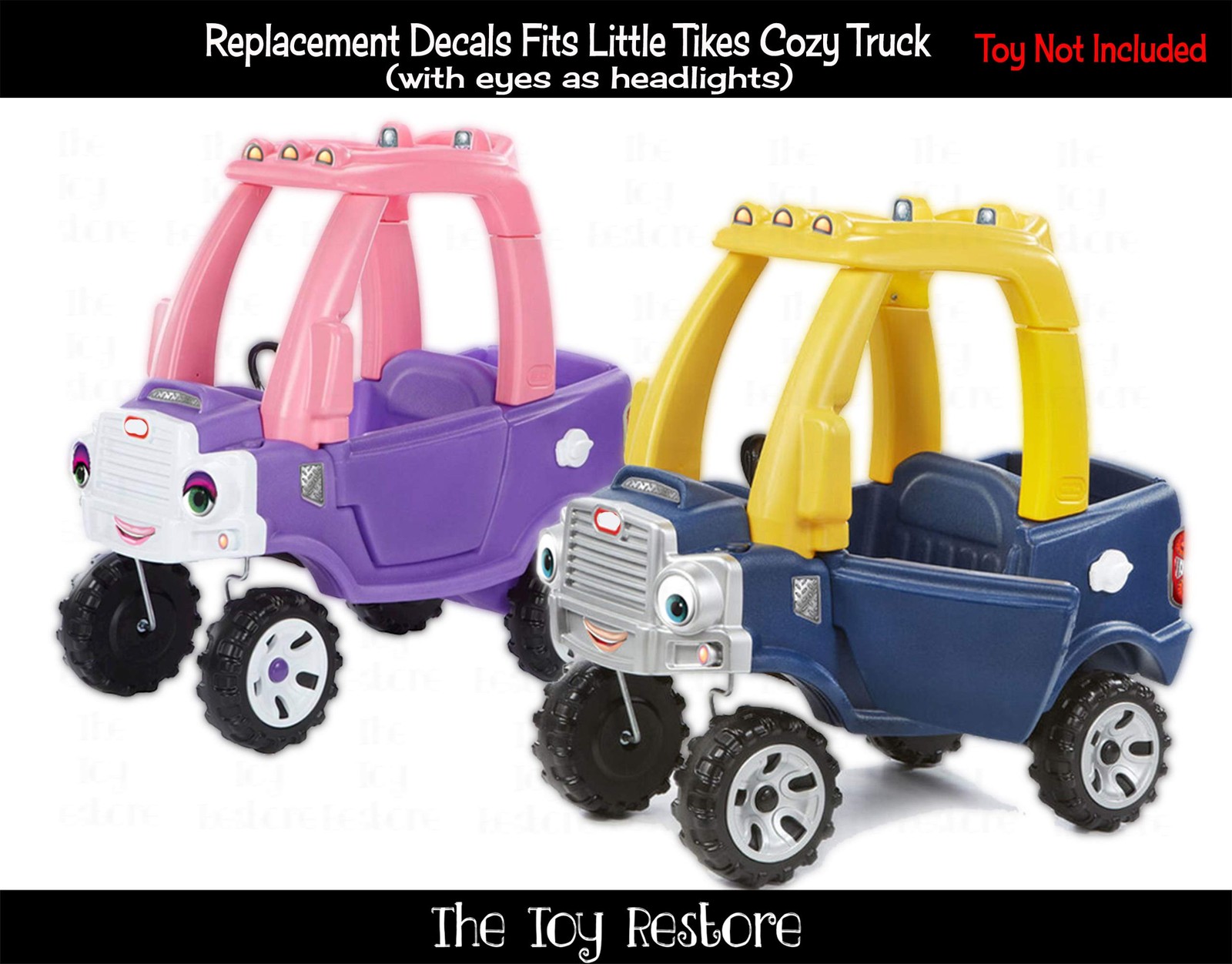 Toy Restore Replacement Decals fits 2017 Little Tikes Cozy Truck Blue Eyes Boy