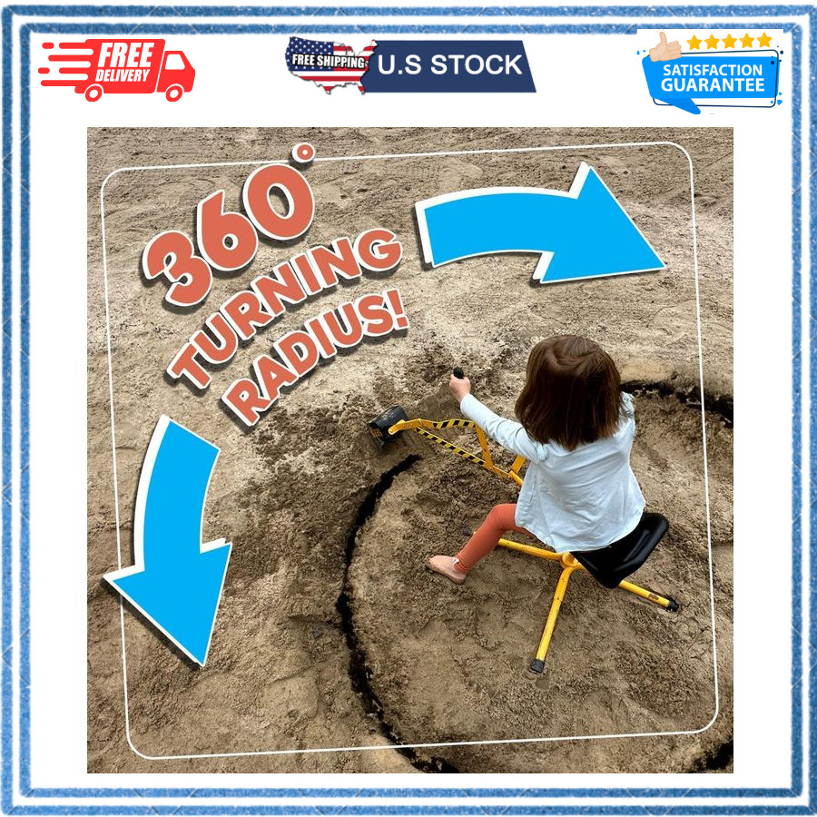 Stargo Sand Digger Kids Excavator Ride on Toy, Beach Toys Outdoor Sandbox Toy