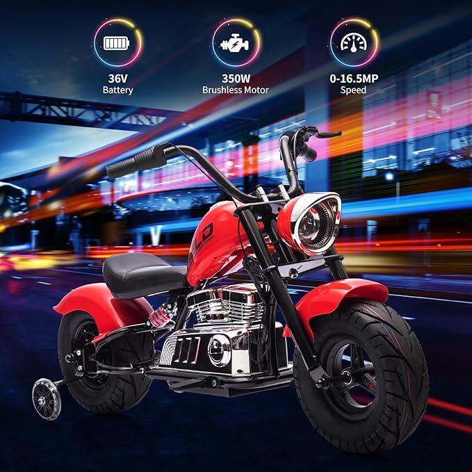 Kids Electric Off-Road Dirt Bike 36V Motorcycle with Top Speed of 16.5 Mph LED