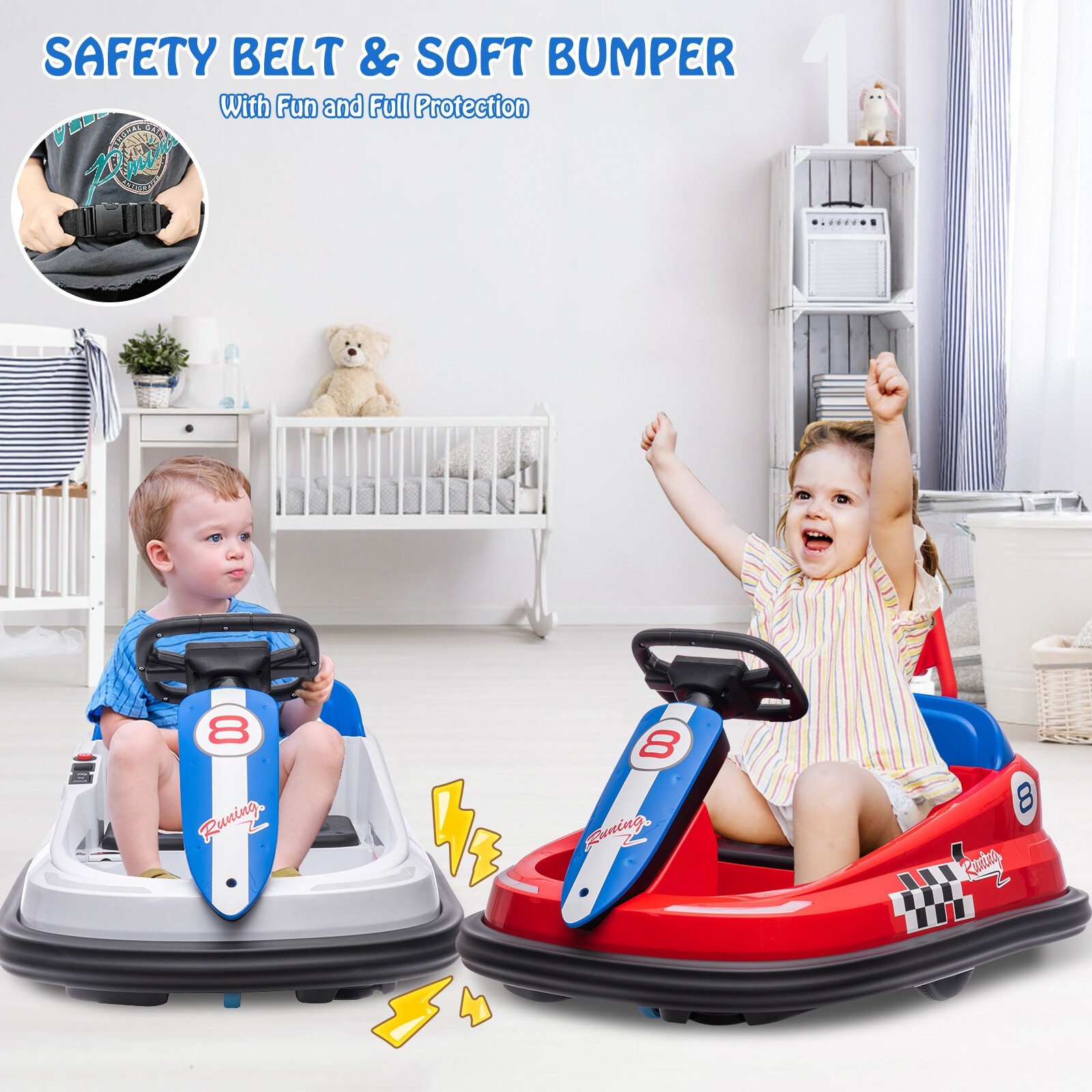 6V Electric Bumper Car for Kids 360° Rotation Ride On Bumper Electric Car Toys