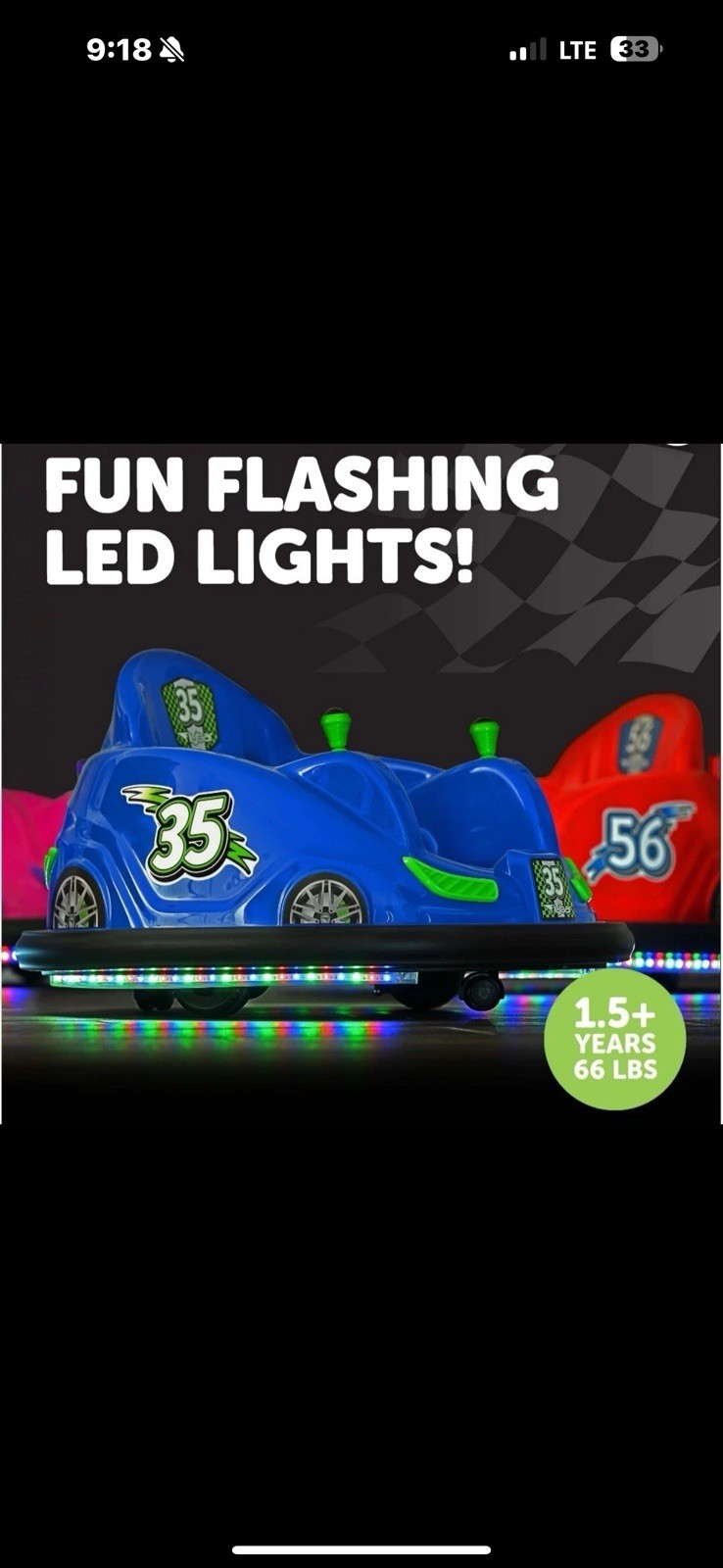 Flybar 6V Battery Powered Ride On Bumper Car W/Fun LED Lights – Blue – New