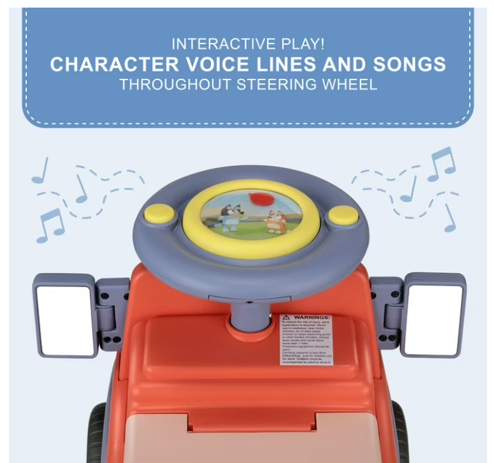 Bluey Licensed Interactive Ride-On Push Car for Boys and Girls Ages 1-3