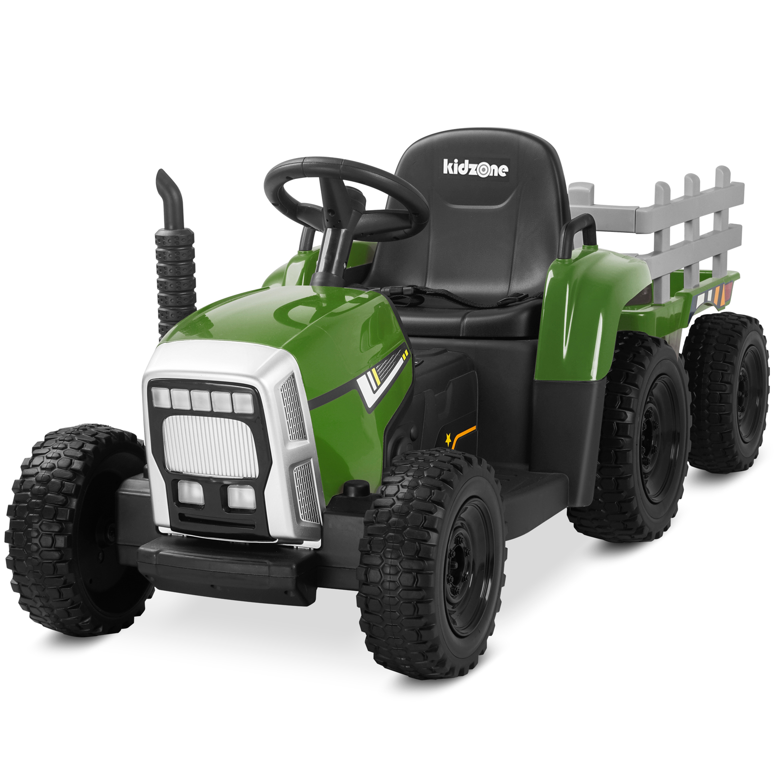 Kidzone 12V 7AH Kids Ride On Electric Tractor W/Trailer LED, Bluetooth