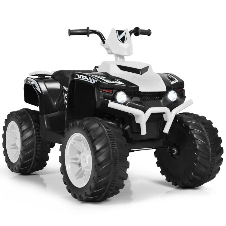 12V Kids 4-Wheeler ATV Quad Ride On Car w/ LED Light & Music Vehicle Toy White