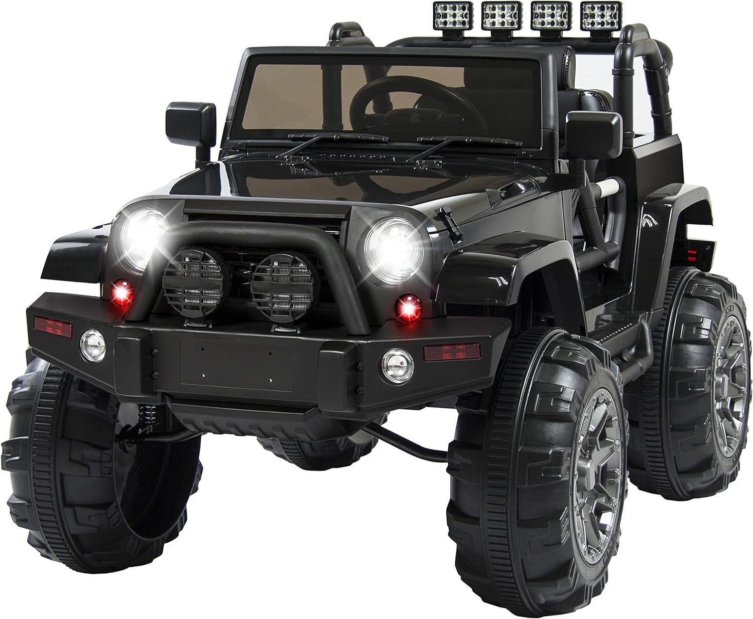 12V Kids Ride-On Truck with Remote, 3 Speeds, LED Lights, Bluetooth – Black