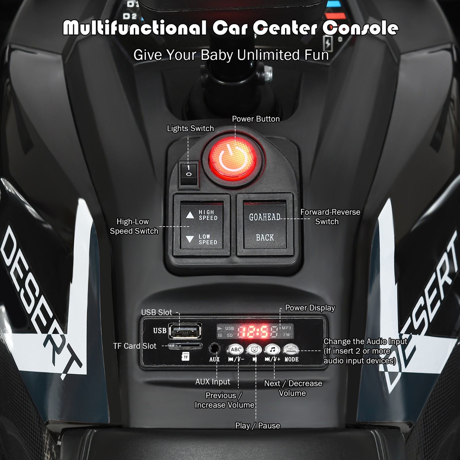 12V Electric Kids Ride On Car ATV 4-Wheeler Quad w/ LED Light Black