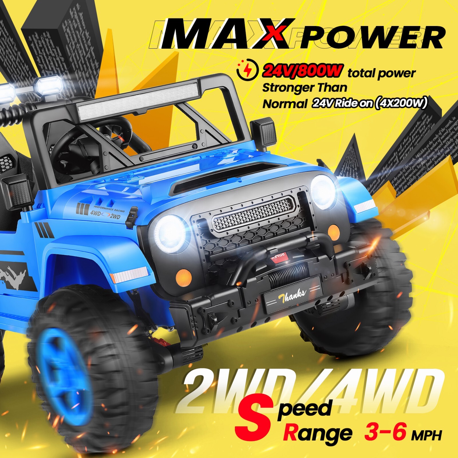Ride On Car 24V 2WD/4WD Electric Car 4x4Off-Road Battery Powered with Remote