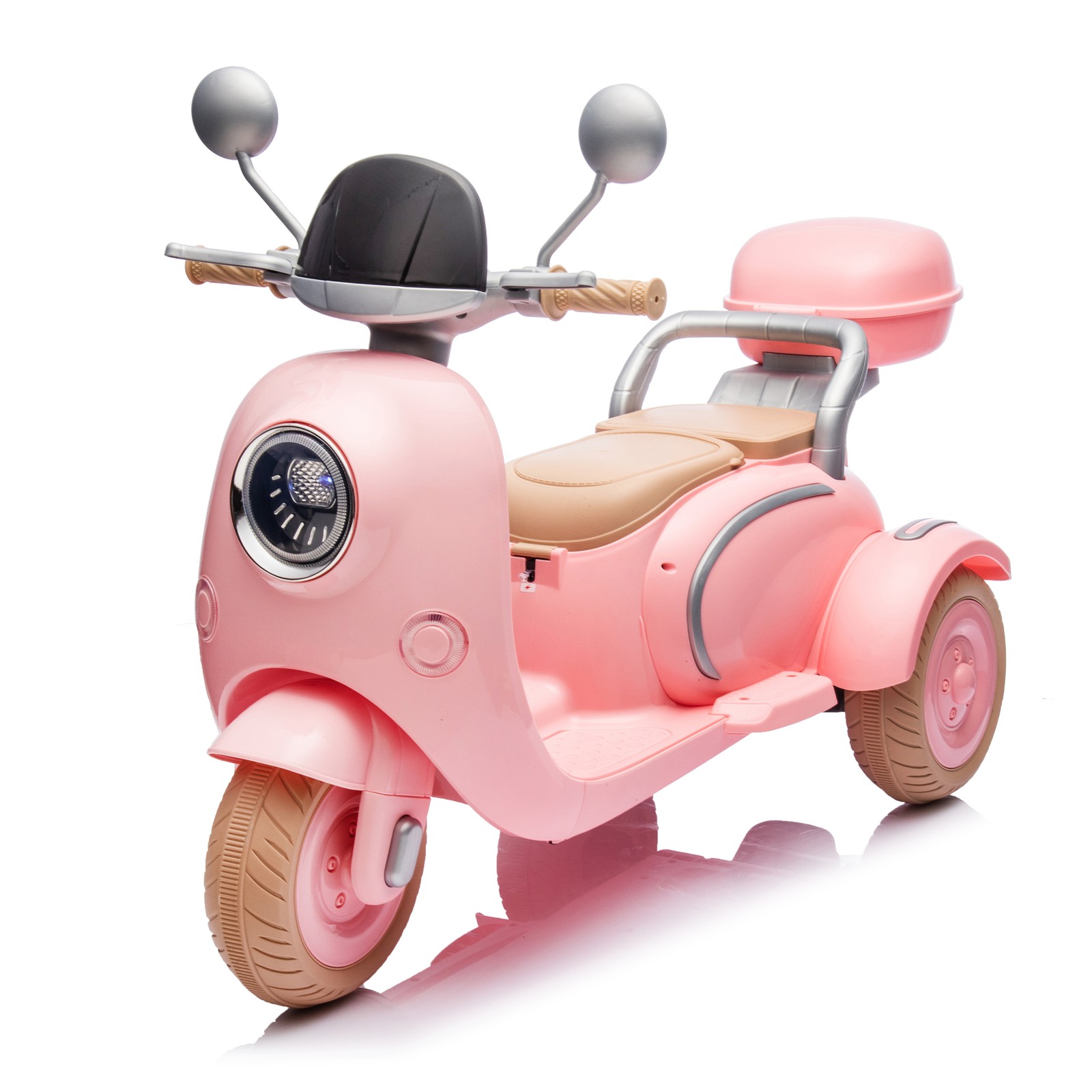 12V Two Motors Kids Ride On Level Up Two-seater 3 Wheel Toy for Kids 3-6 Pink
