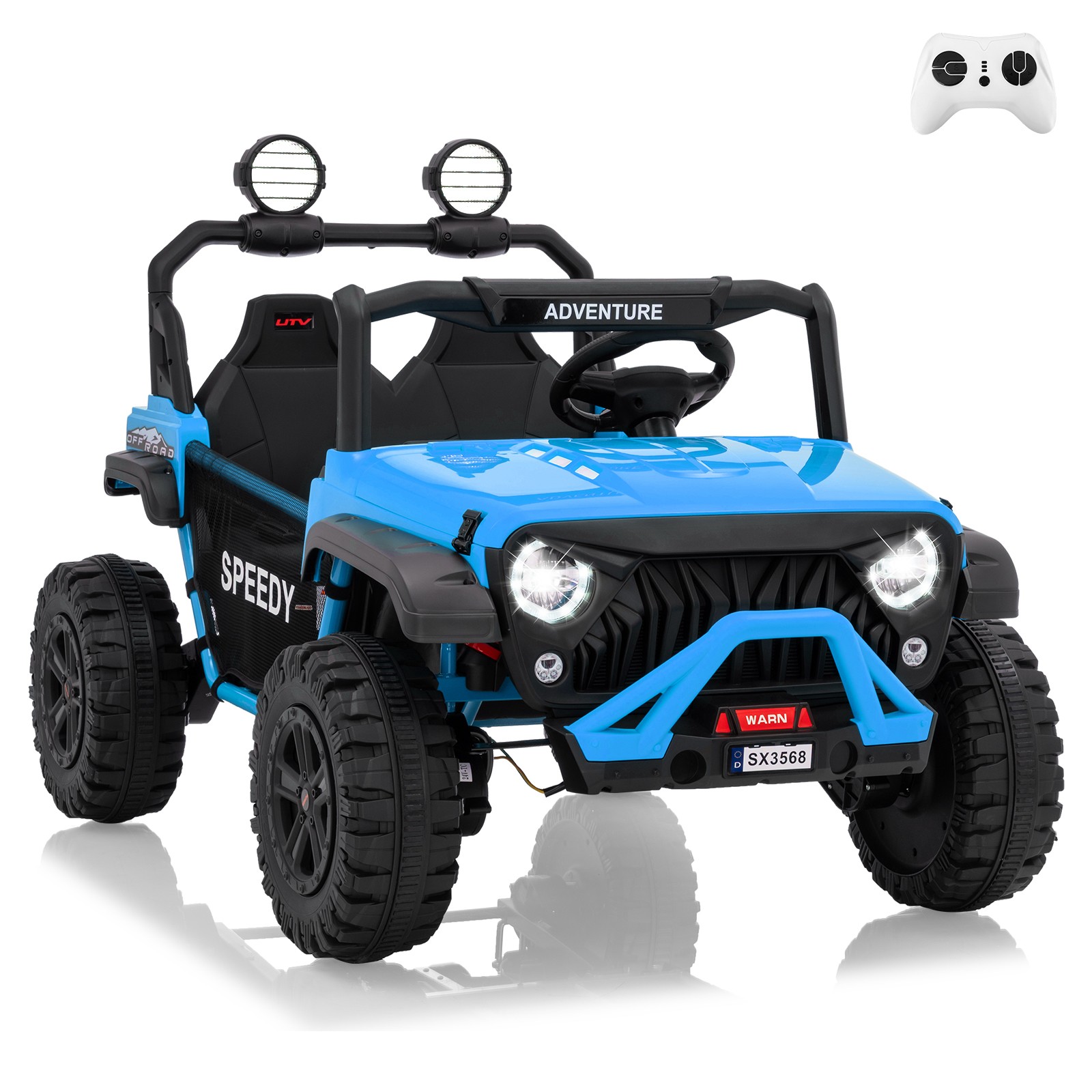 24V 2Seater 4WD Kids Ride On Truck Remote Suspension LED Dual Storage Music