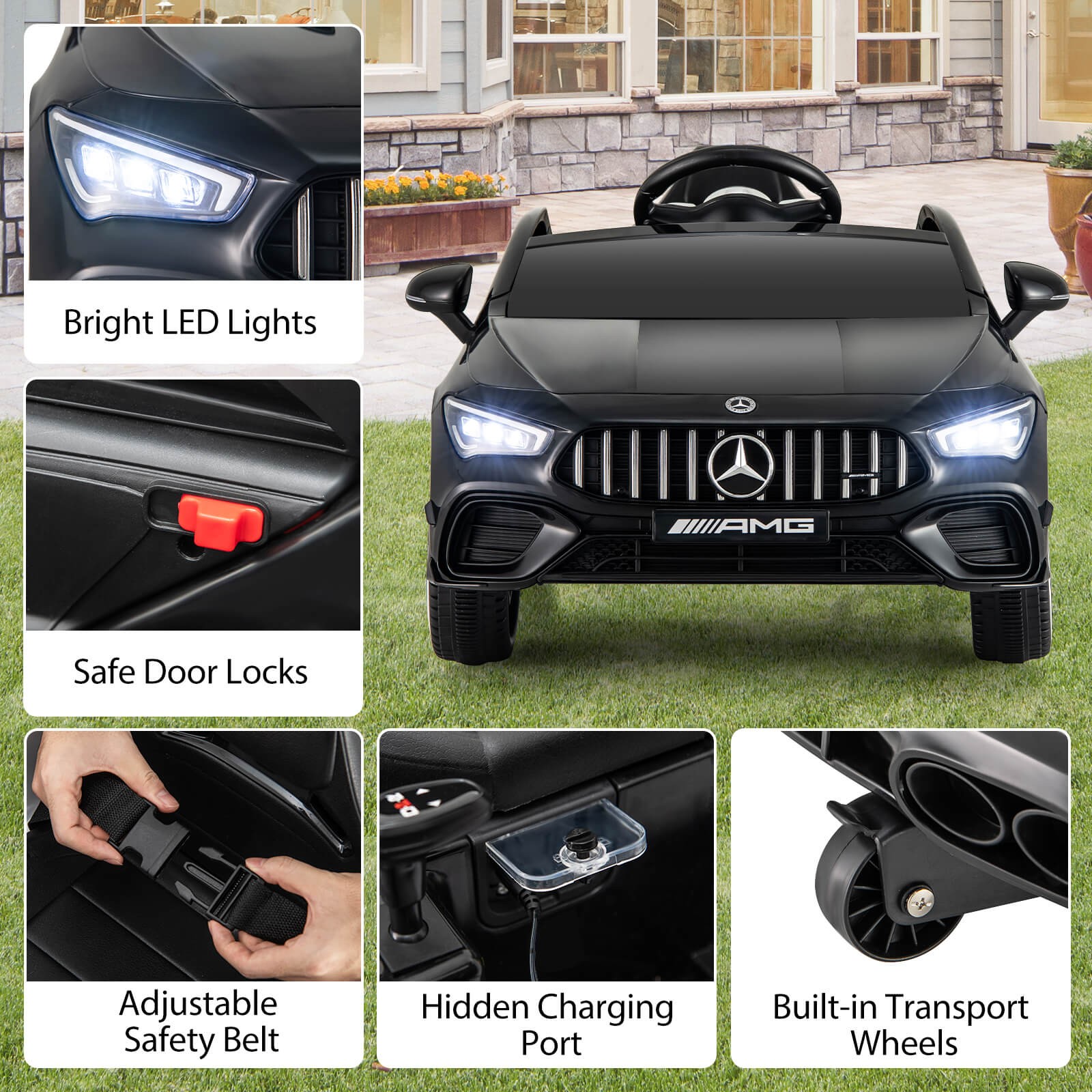 12V Kids Ride on Car w/Remote Rocking Function Transport Wheels Lights & Music