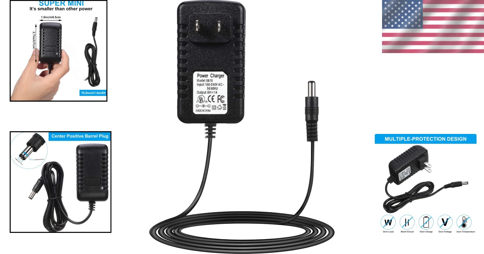 Fast Charging 6V Charger for Kids Ride-On Toys – Overcharge Protection Included