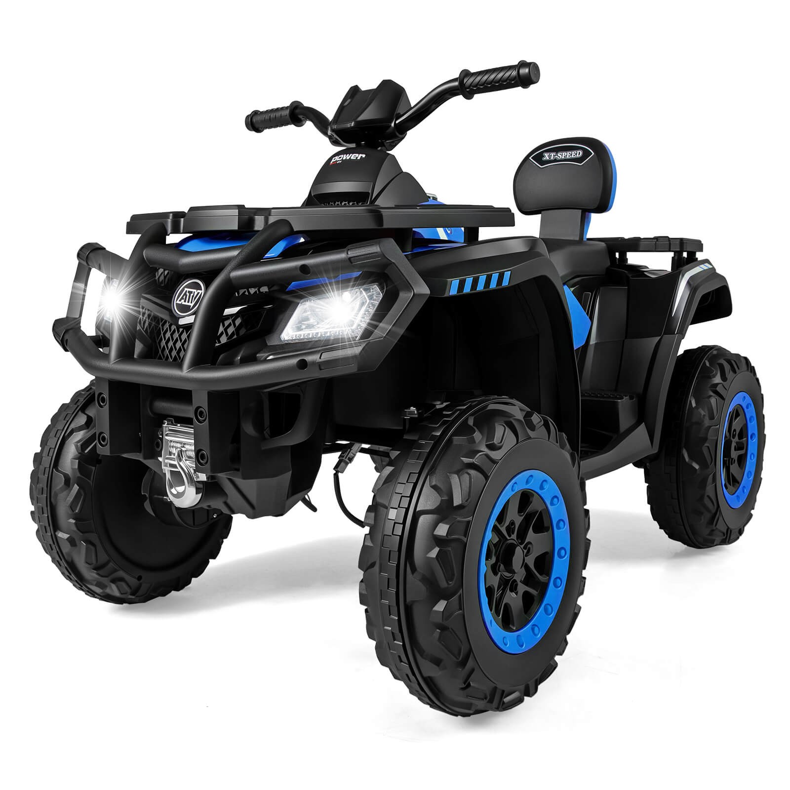 24V 2-Seater 4-Wheeler Quad Electric Vehicle w/ 4 Motors, Soft Start LED Lights