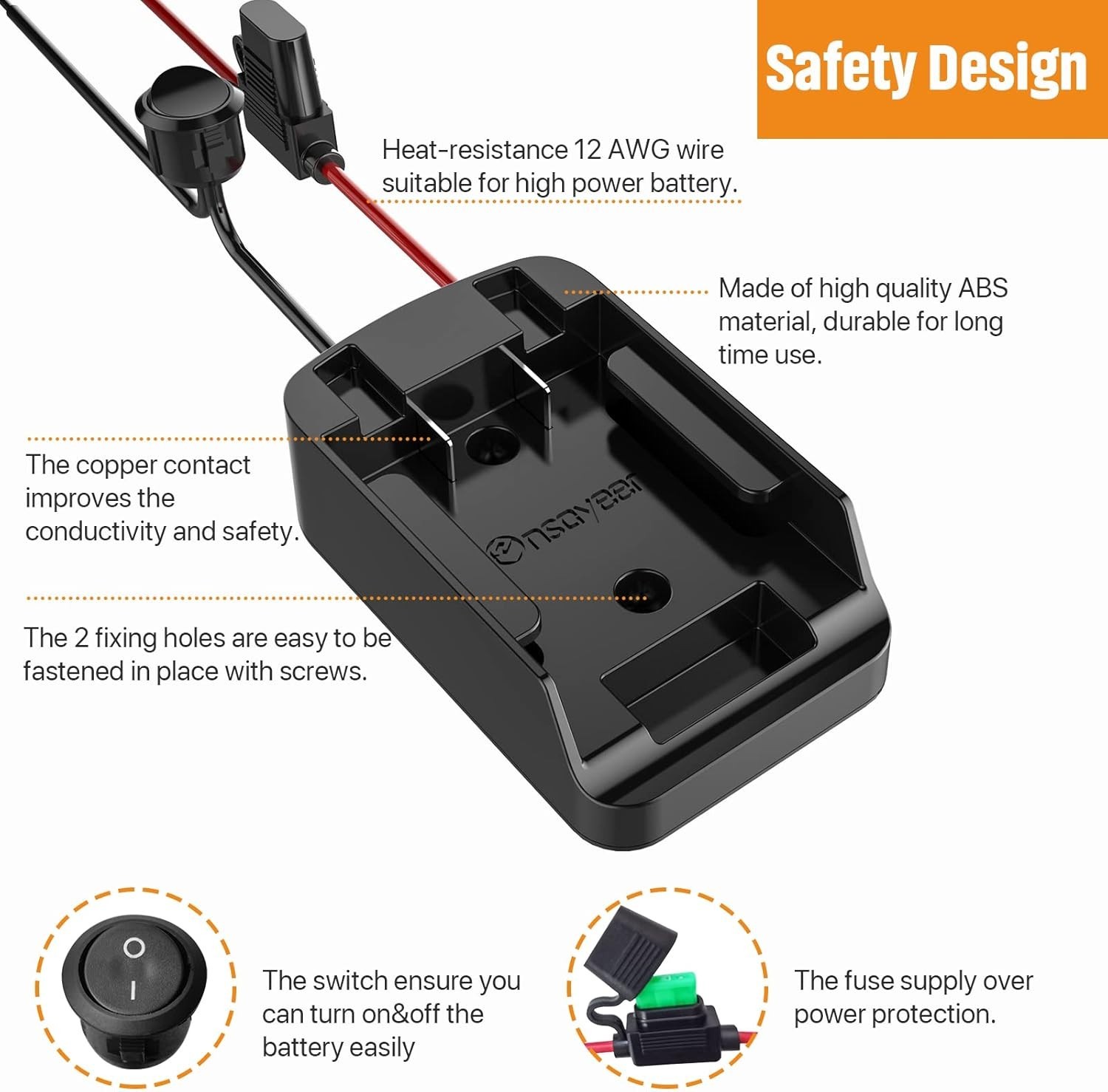Secure Power Wheel Battery Adapter – Easy Install with Fuse & Switch Included