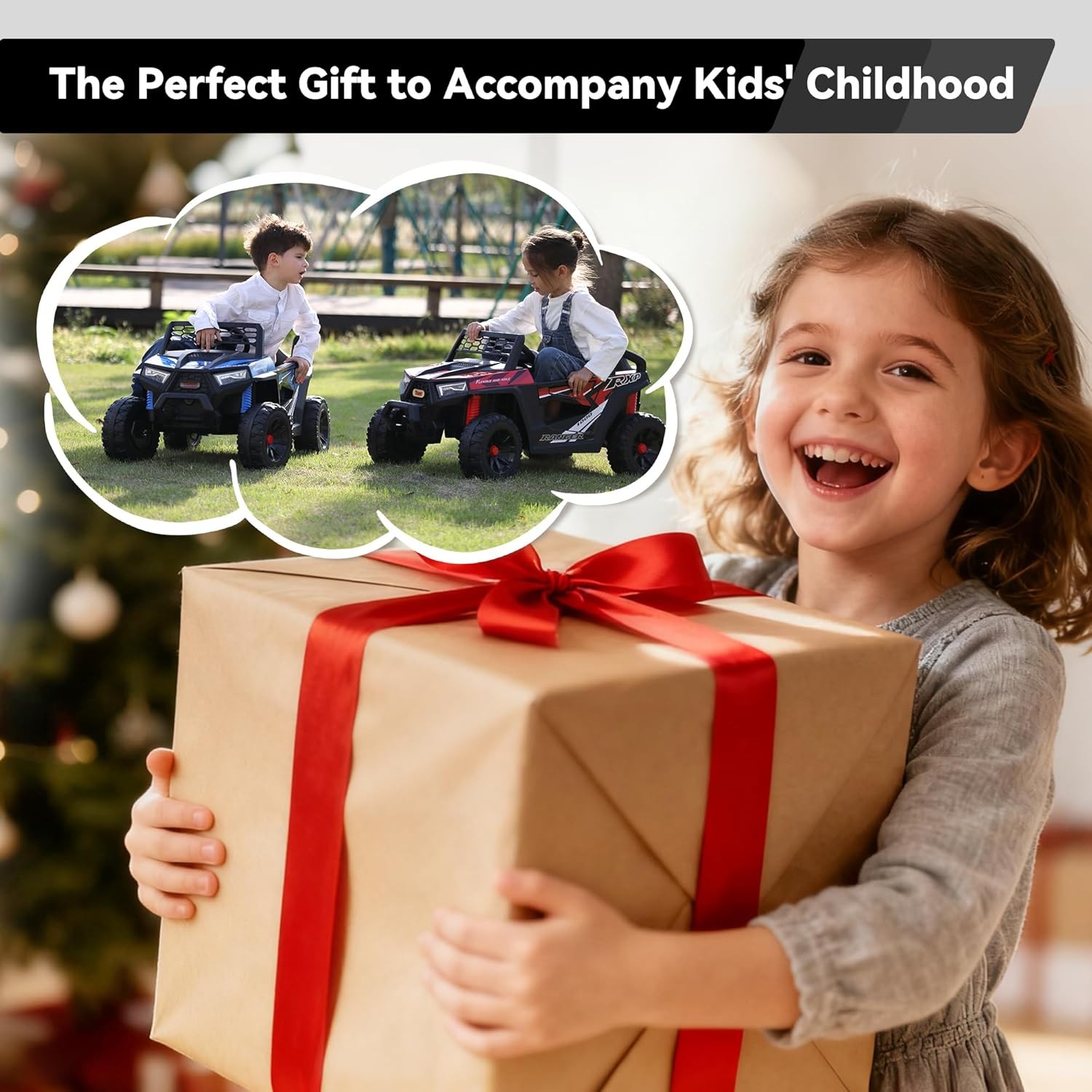12V Kids Electric Ride on Off-Road UTV Battery Powered Truck with LED Headlights