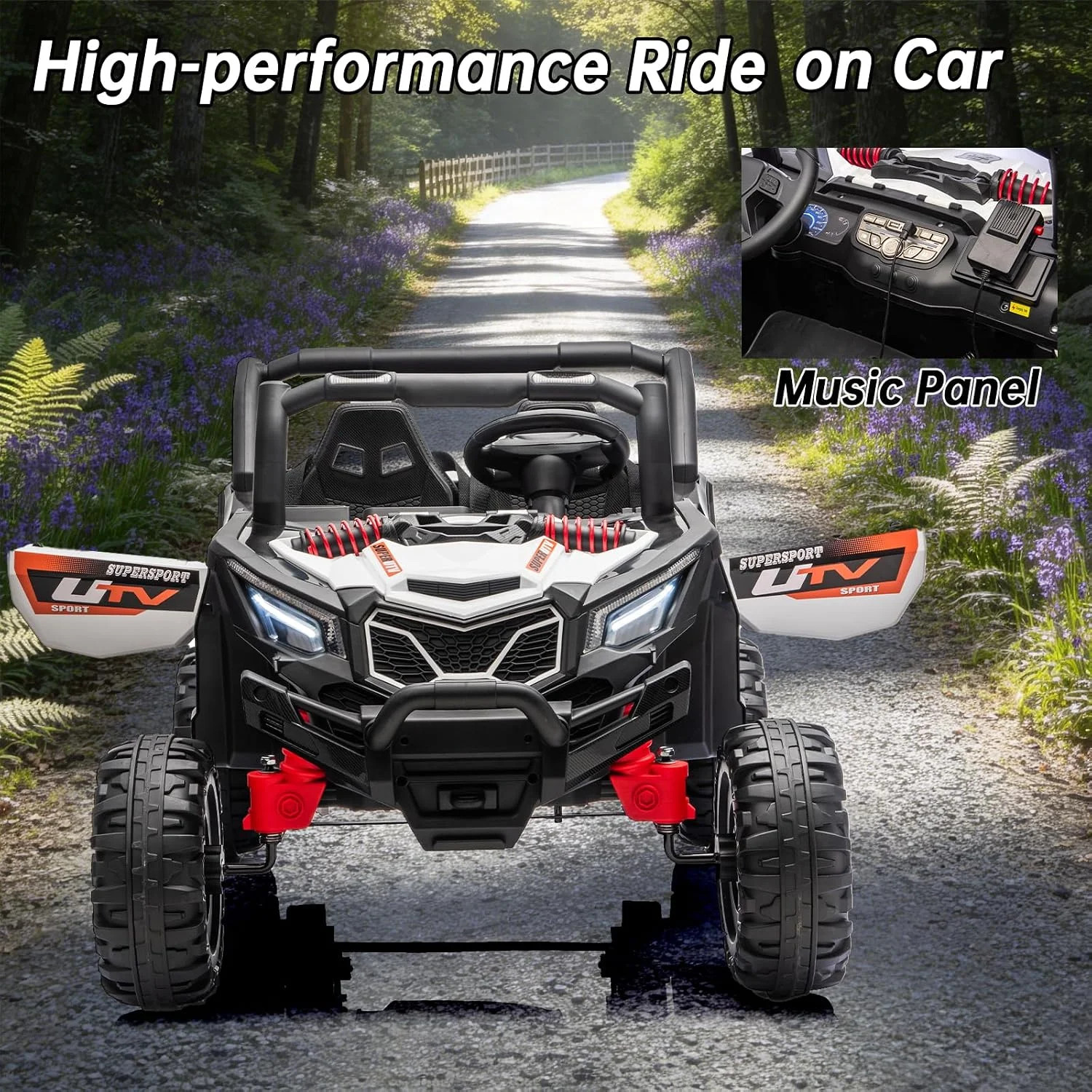 2 Seater Ride On UTV, 12V Battery Powered Kids Electric Car with Remote Control,