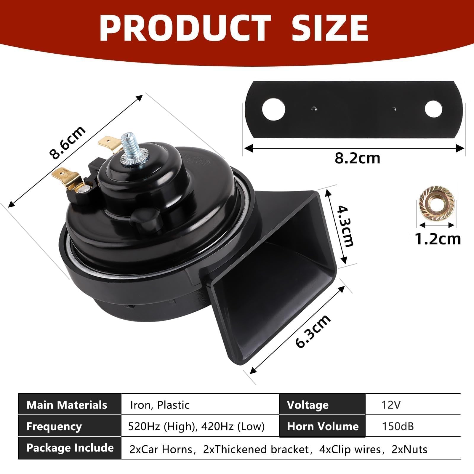Car Horns 12v 130dB Ultra Loud [2 pack]kit -Truck Train Horn,Tweeter/Bass,Hig…