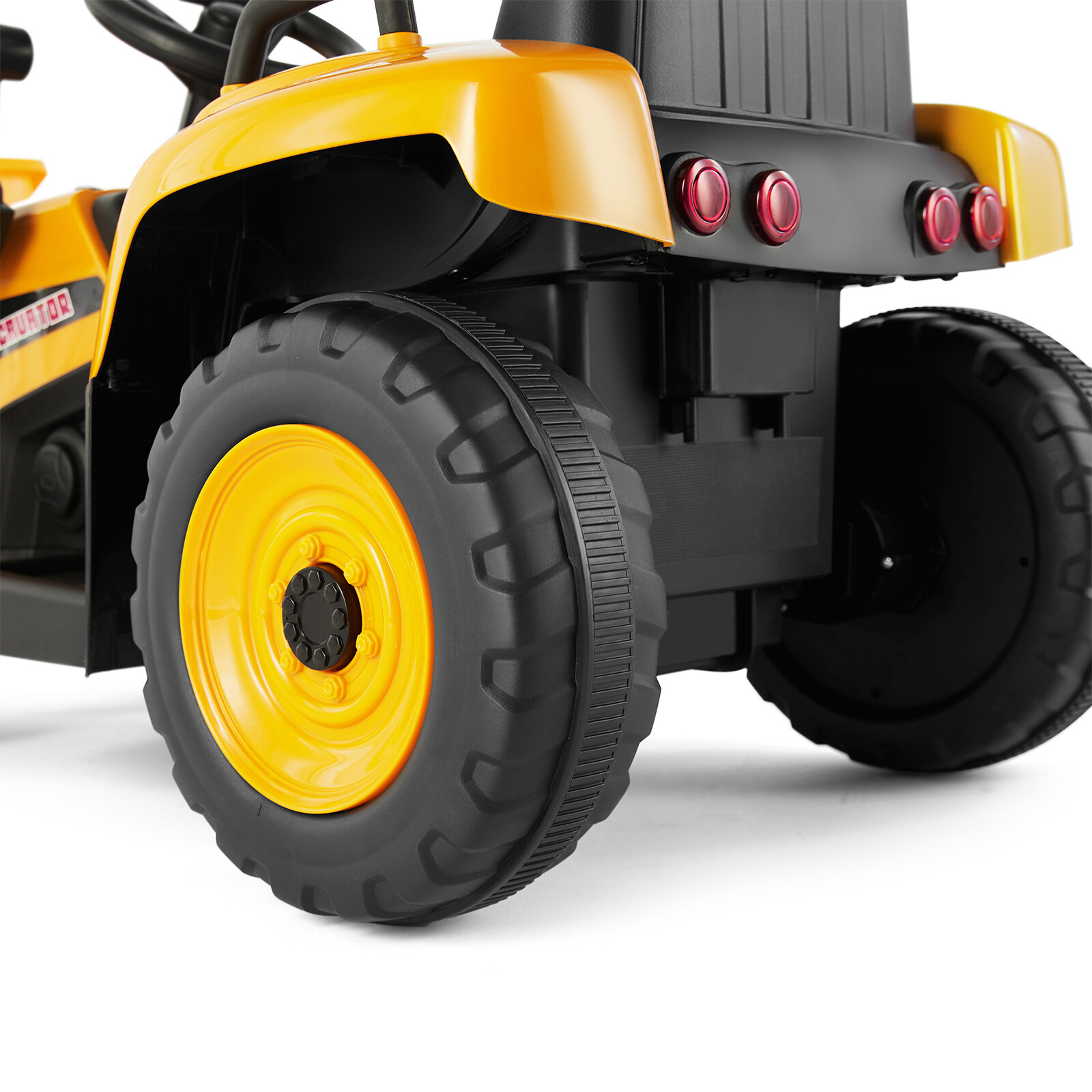 12V Battery Kids Ride On Excavator Digger Car with 3 Speed,Music,Remote Yellow