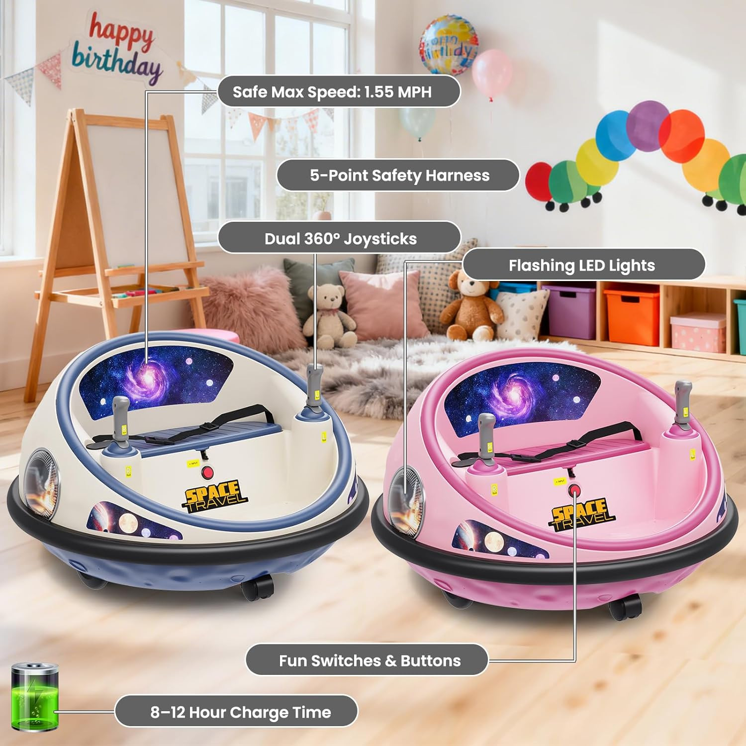 12V Kids Electric Bumper Car with 360° Spin & Parent Remote Control, Rechargeabl