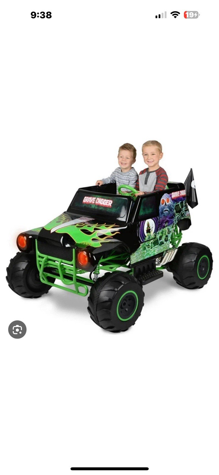 Monster Jam Grave Digger 24 Volt Battery Powered Kids Ride on Truck Quad Vehicle