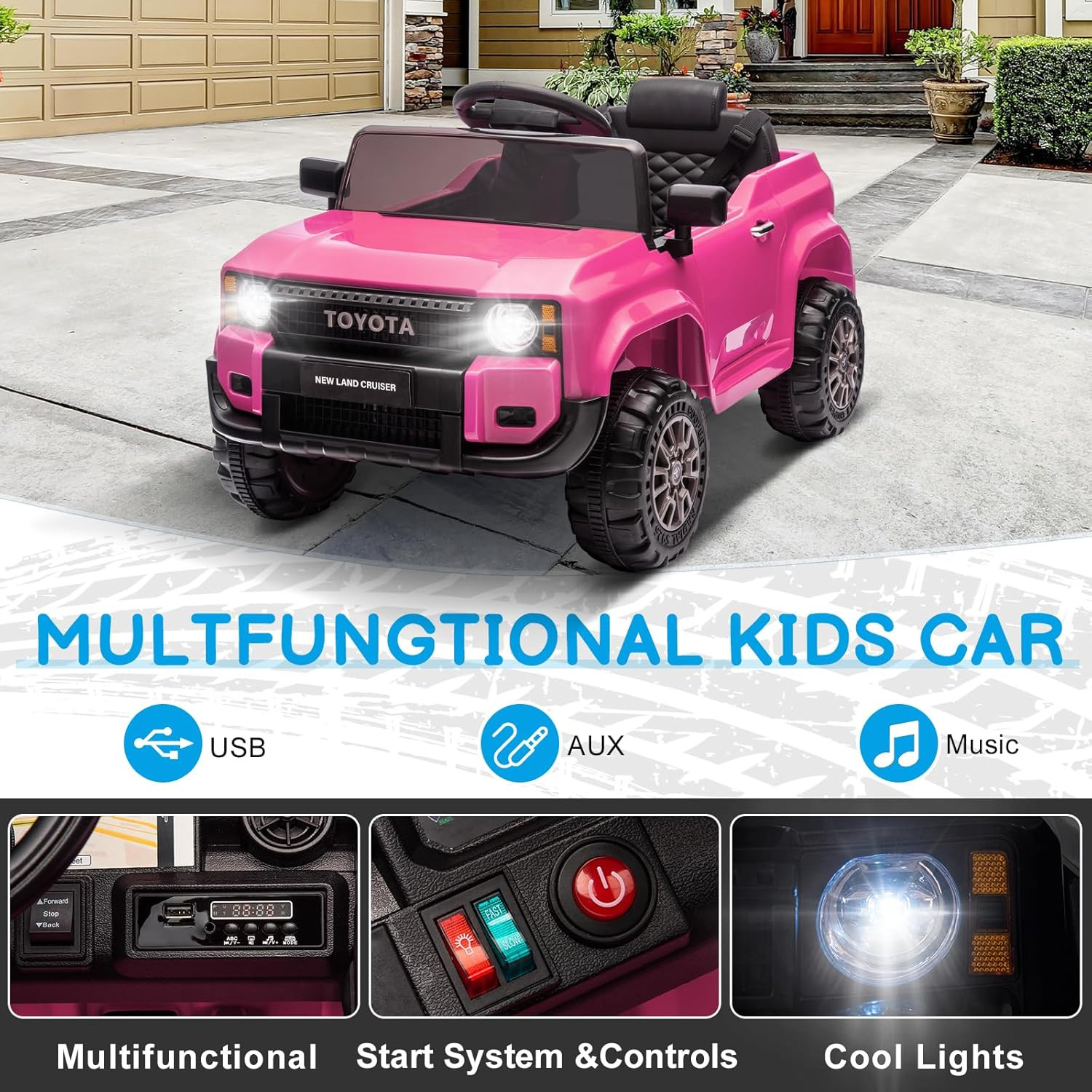 12V Ride on Car, Licensed Toyota Kids Electric Truck for Toddlers Car W/Remote C