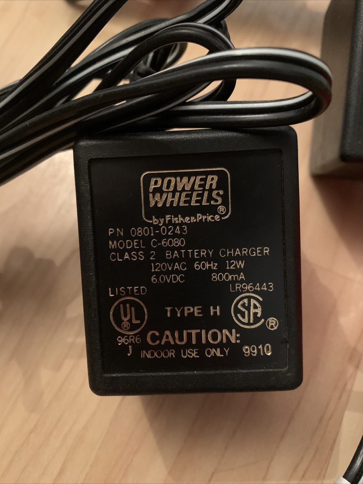 Set of four type H power wheels by Fisher-Price battery chargers