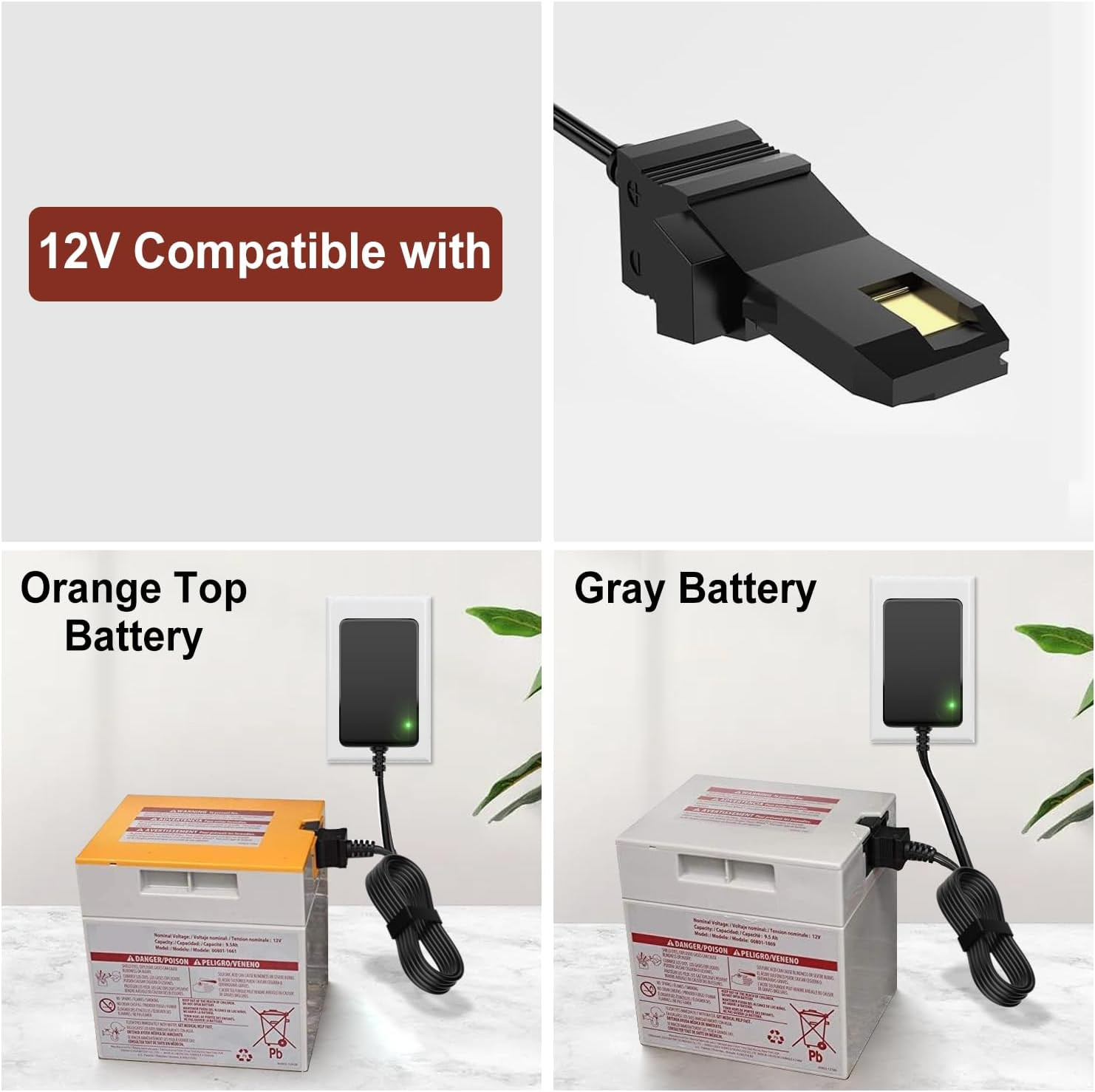 12V Charger Compatible with Power Wheels, Replacement 12 Volt Charger Compatible
