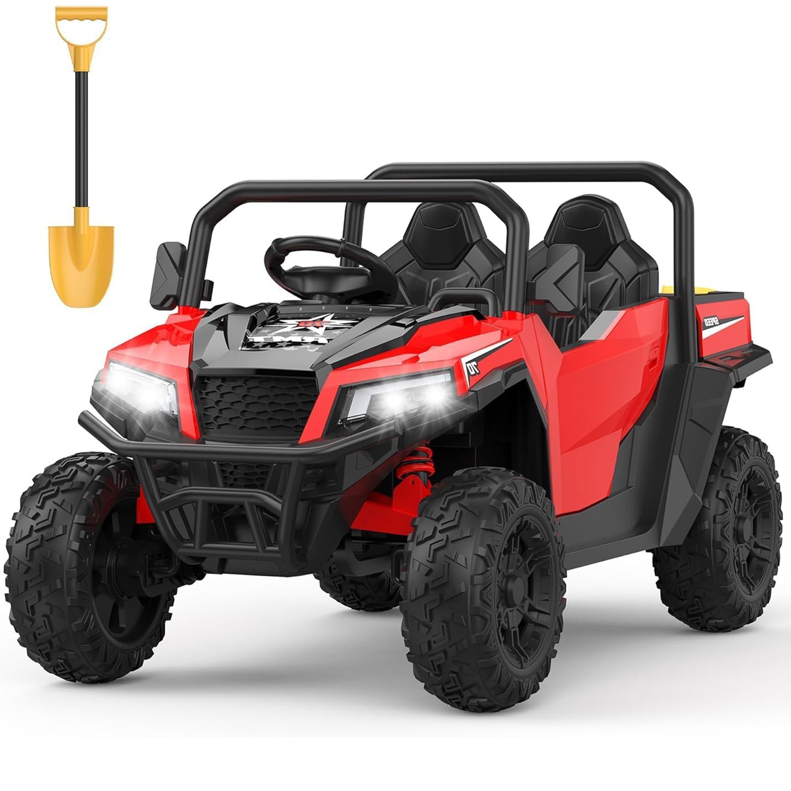 24V Ride On Truck for Kids w/ Remote, 4WD, LED Lights,Bluetooth,Dump Bed,2 Seats