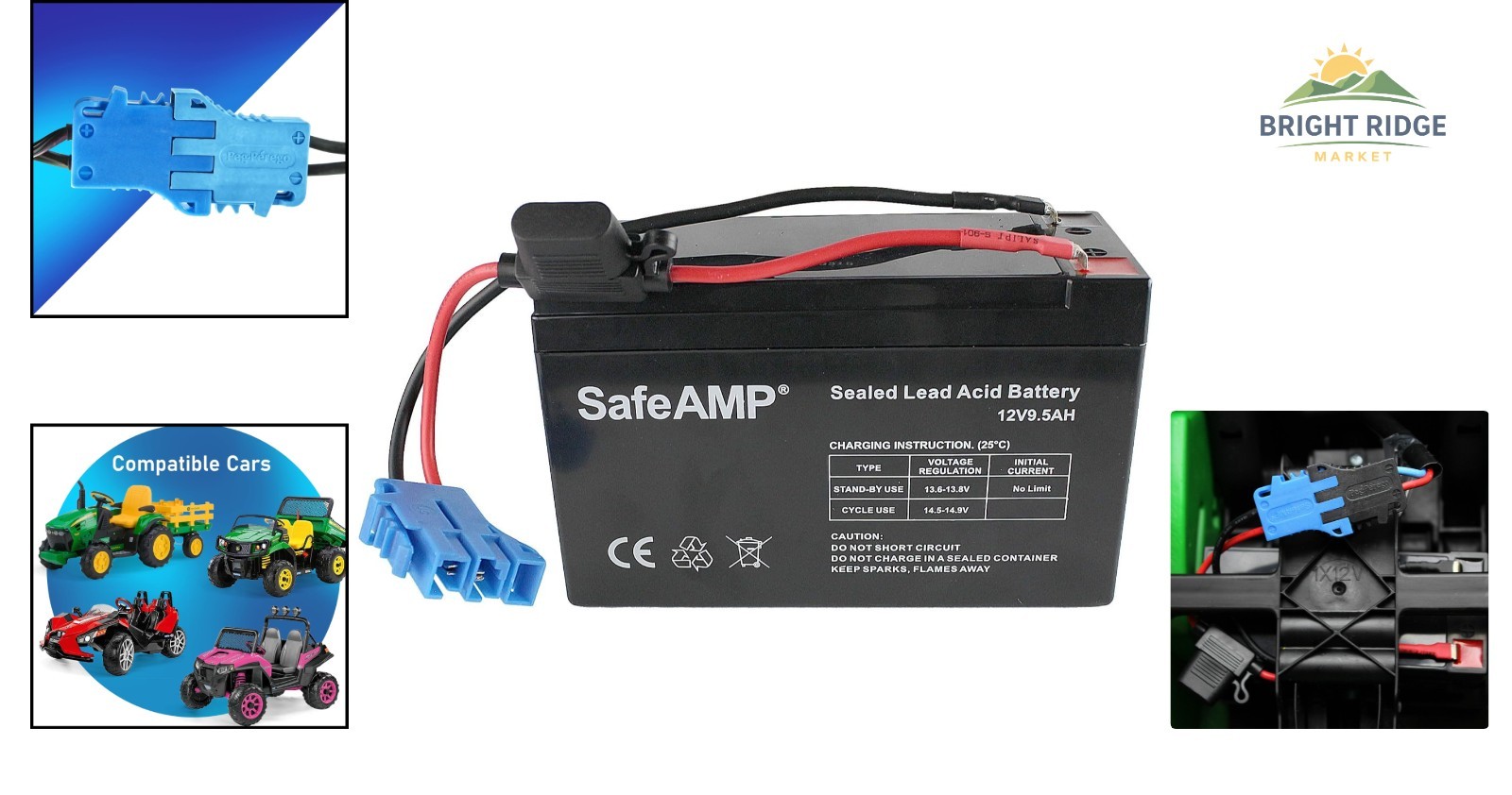 12V Rechargeable Battery for Electric Ride-On Toys, Compact Dimensions 5.9×2.5