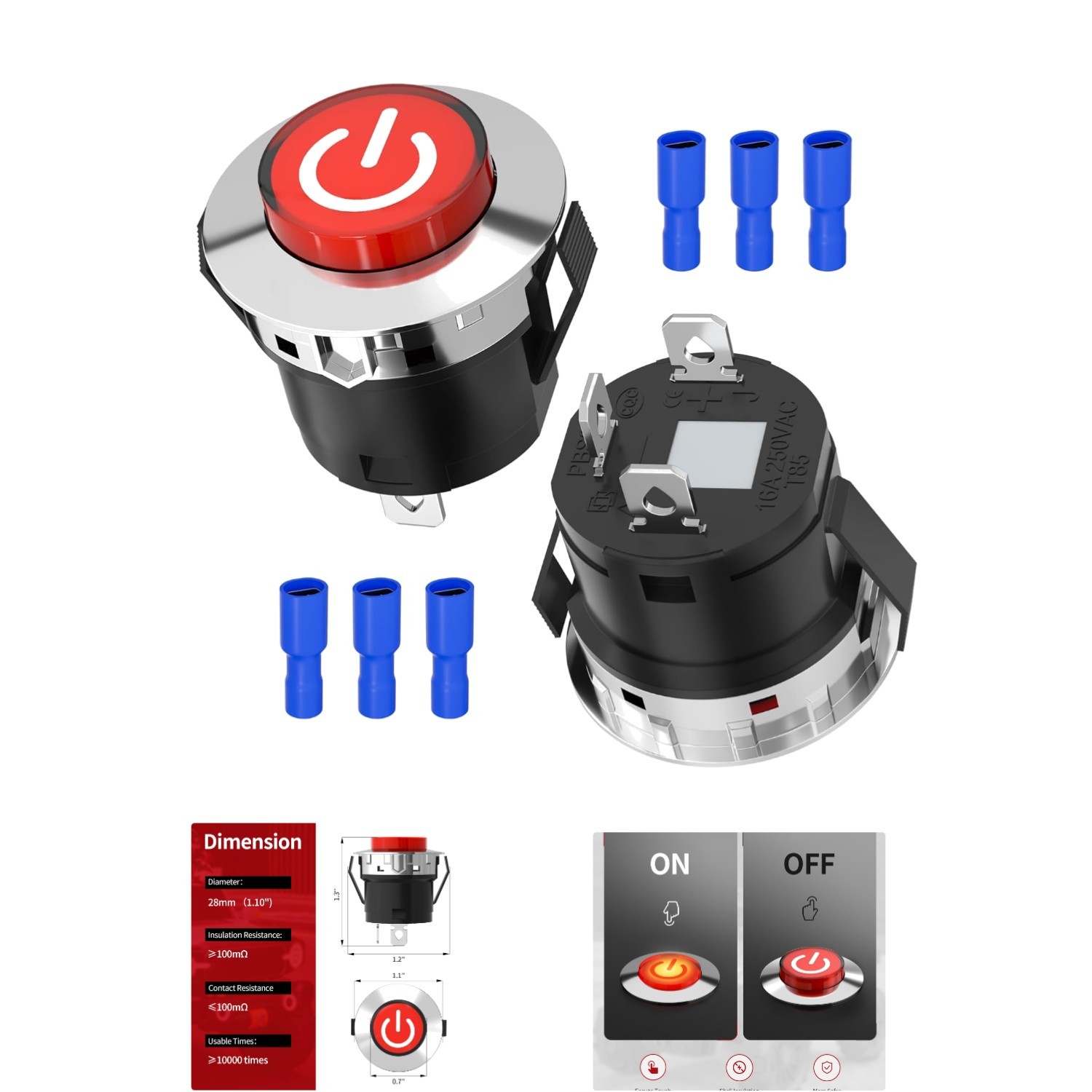 12V Key Start Power Switch for Kids Ride-On Cars – Easy Push Button Installation
