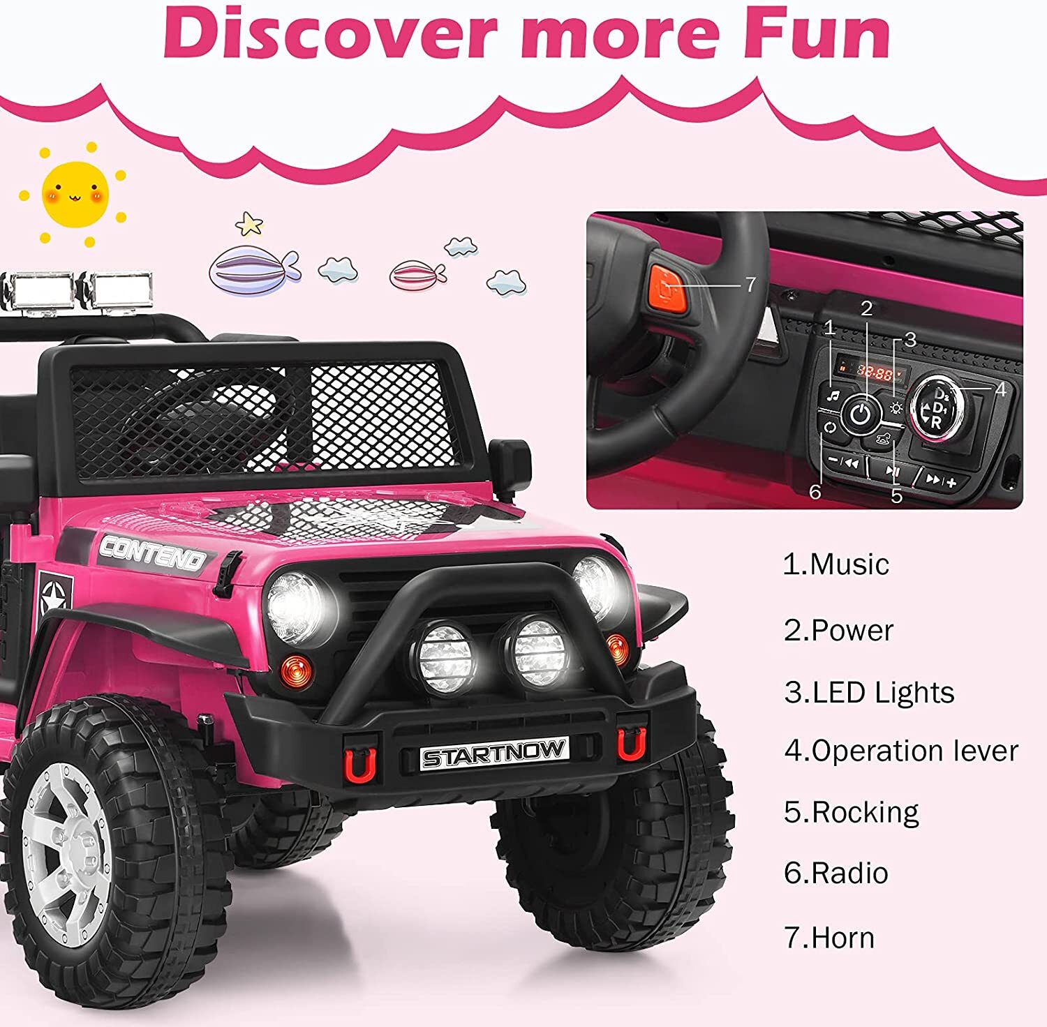 12V Kids Ride On Car Electric Vehicle Toy Truck Jeep 2-Seater w/Remote Control