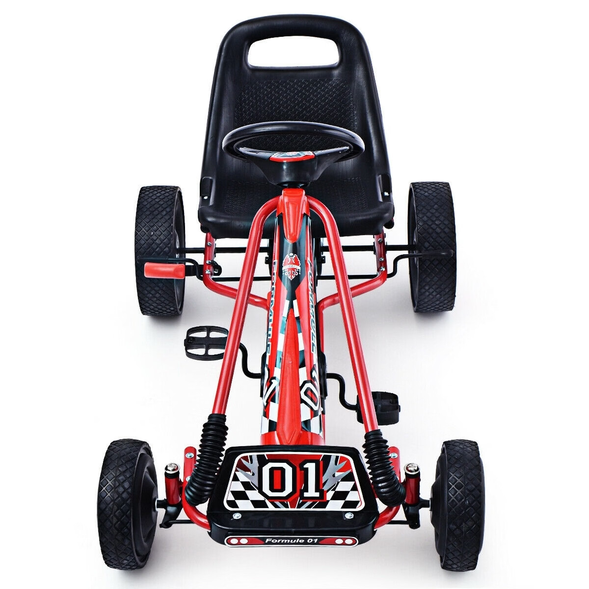 Kids Pedal Go Kart, 4-Wheel Ride On Racer Toy Car with Adjustable Seat