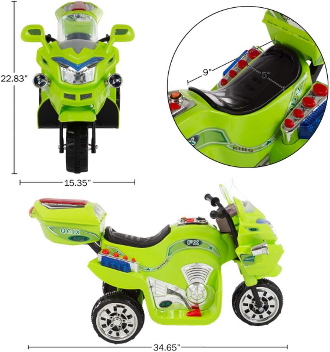 Kids Motorcycle Toy – 6V Battery Powered 3-Wheel Electric Motorcycle for Kids Ag