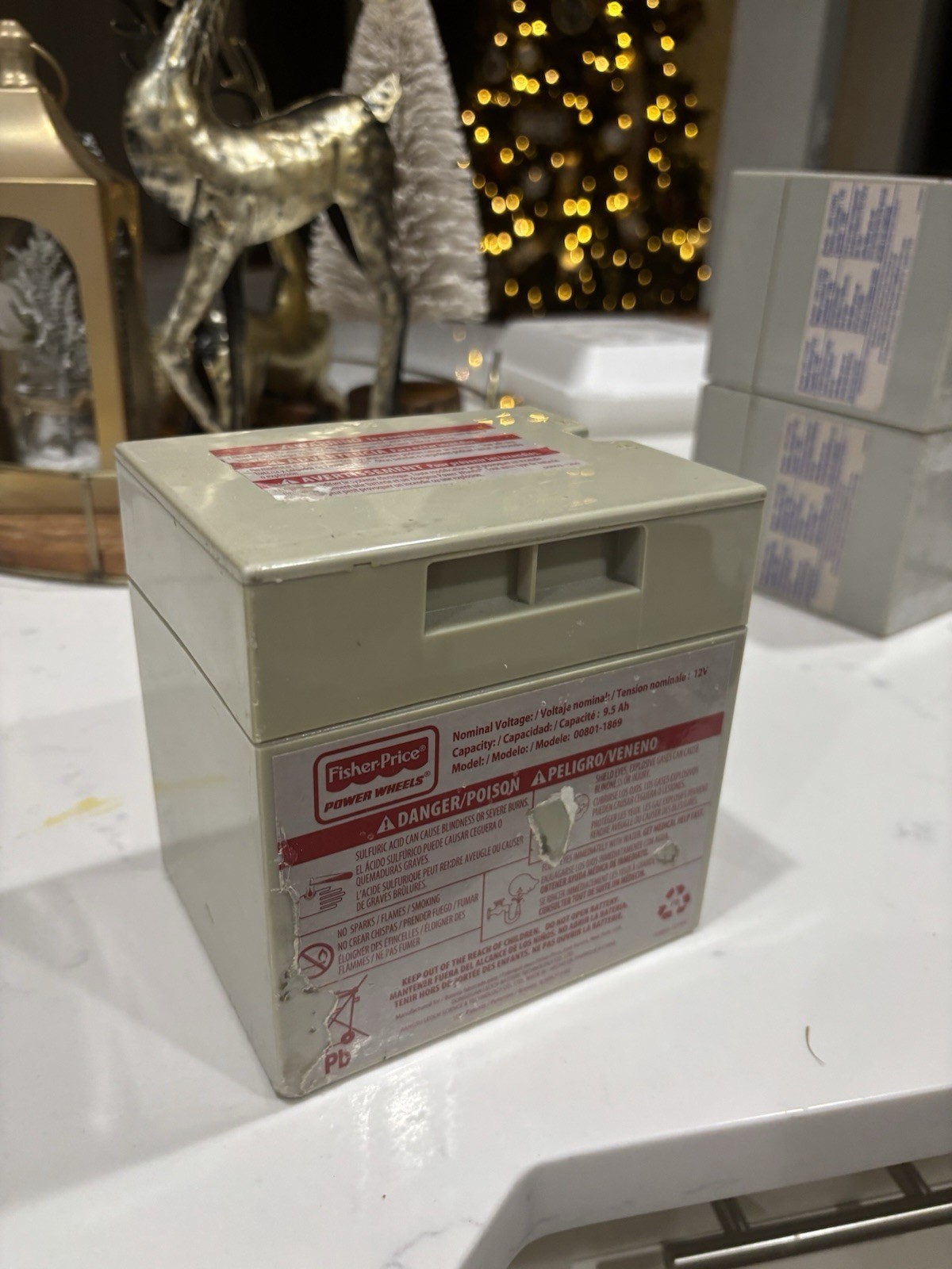 Power Wheels 12 volt BATTERY 00801-1869 Grey Genuine 12v FREE SHIPPING