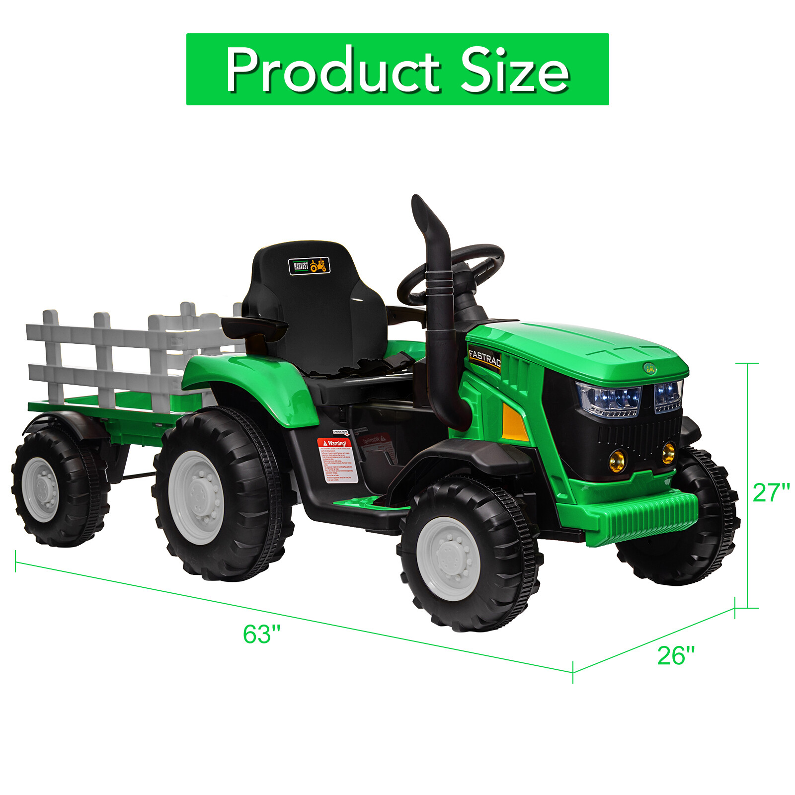 12V Battery Powered Kids Ride On Tractor w/ Remote Control & Detachable Trailer