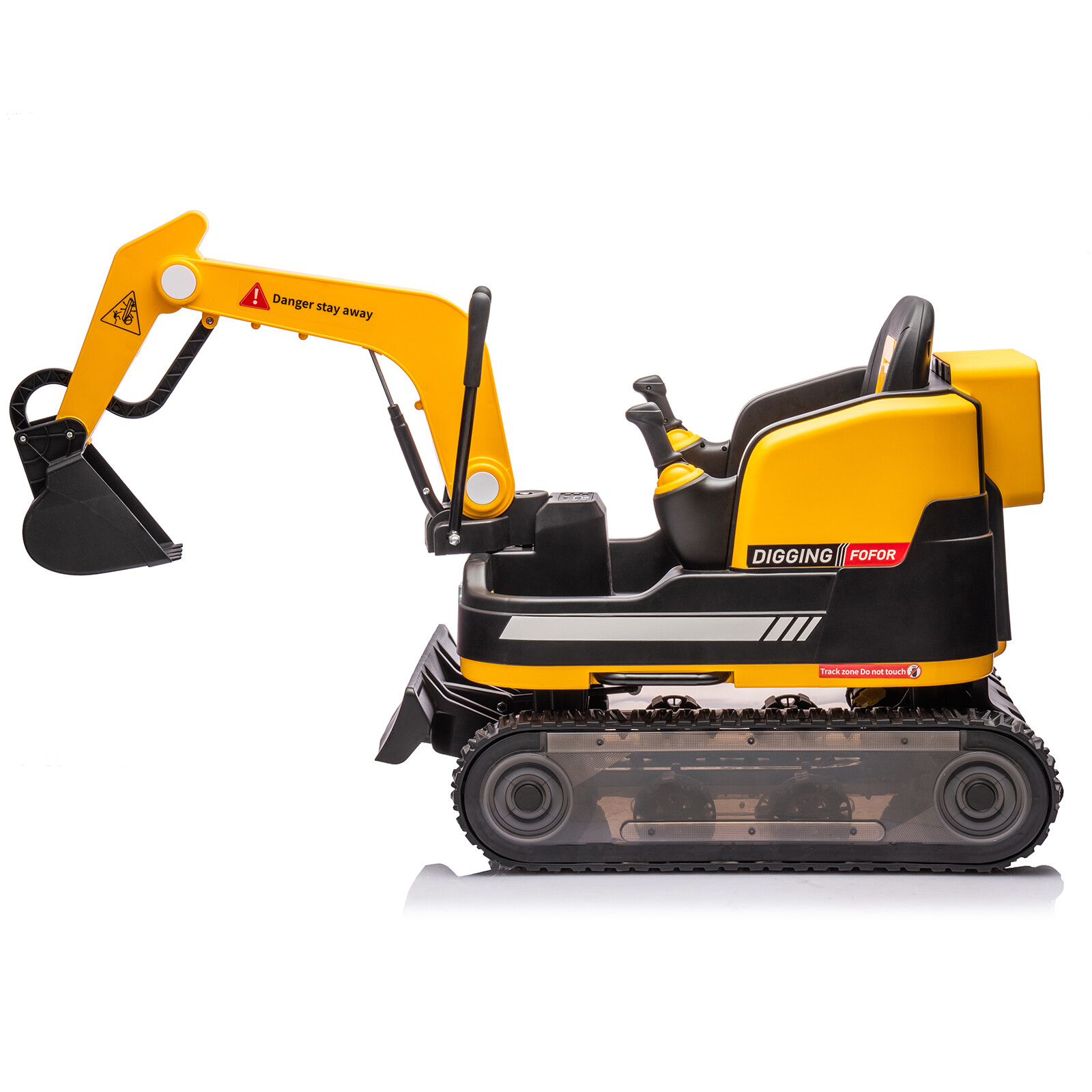 2IN1 12V 360° Kids Yellow Ride on Traxcavator Excavator Toys with RC