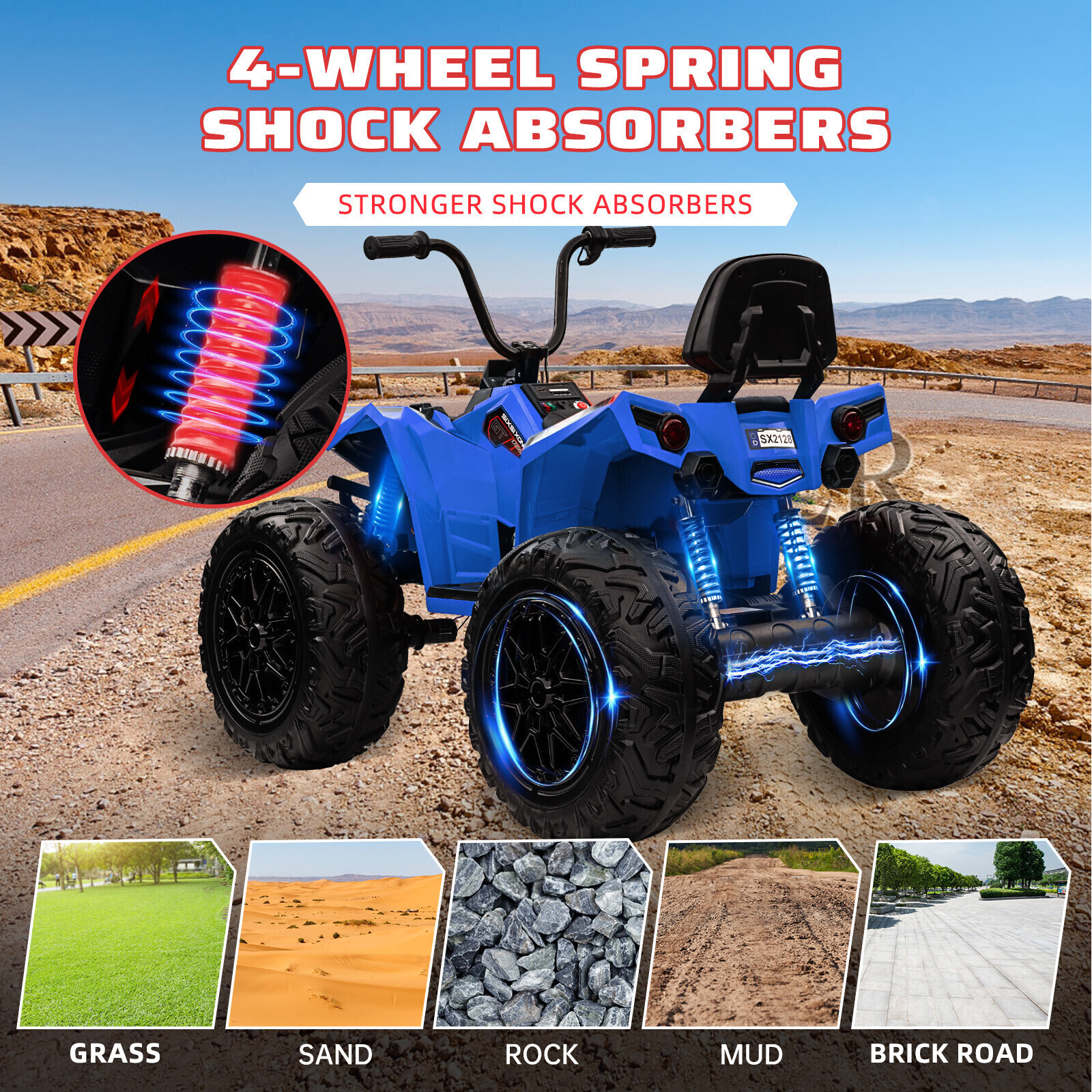 24V Kids ATV 4 Wheeler Quad Car Off-road Ride on Toy 5 mph Max-speed w/ LED Ligh