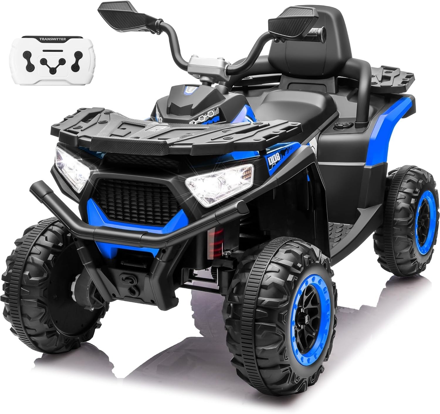 24V 4×4 Kids ATV 2-Seater 4x200W Bluetooth Ride On 4 Wheeler w/ Kneepads Black
