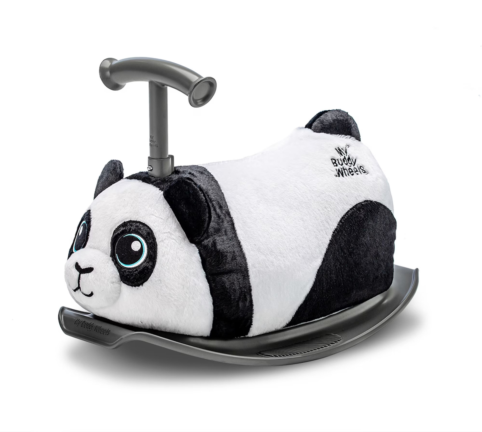 Kids Ride On Toy 2-in-1 Panda Bear Soft Plush Toddler Rocker Anti-Slip Footplate
